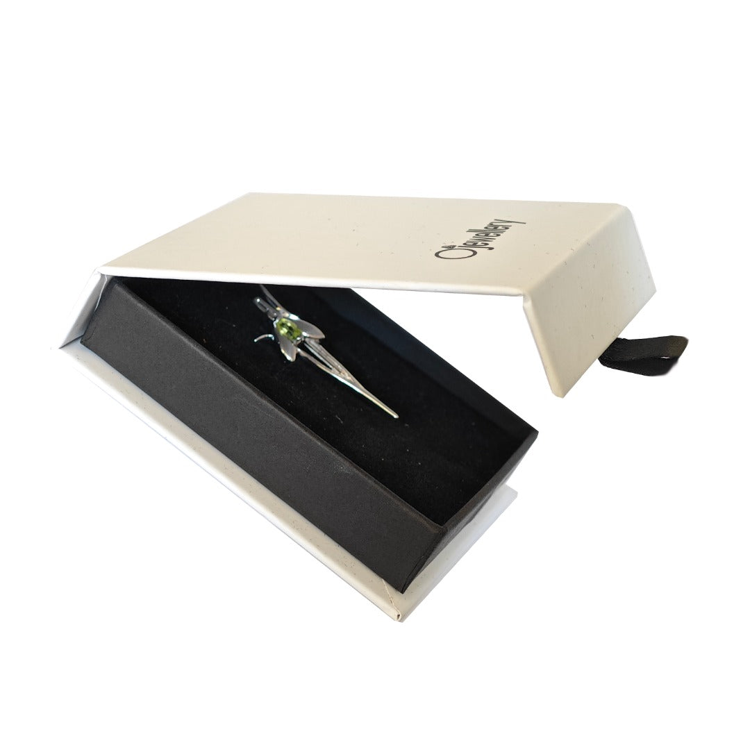 Peridot Snowdrop Brooch Sterling Silver Boxed