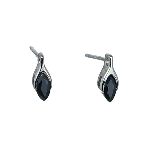 Sapphire Earrings Sterling Silver SMALL Solitaire Studs Minimalist Marquise