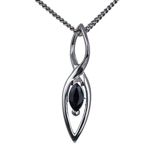 Australian Inky Blue Natural Sapphire  Pendant made of Sterling Silver