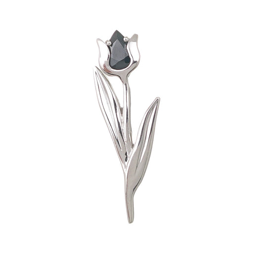 Sapphire Flower Brooch Sterling Silver Tulip Boxed Gift
