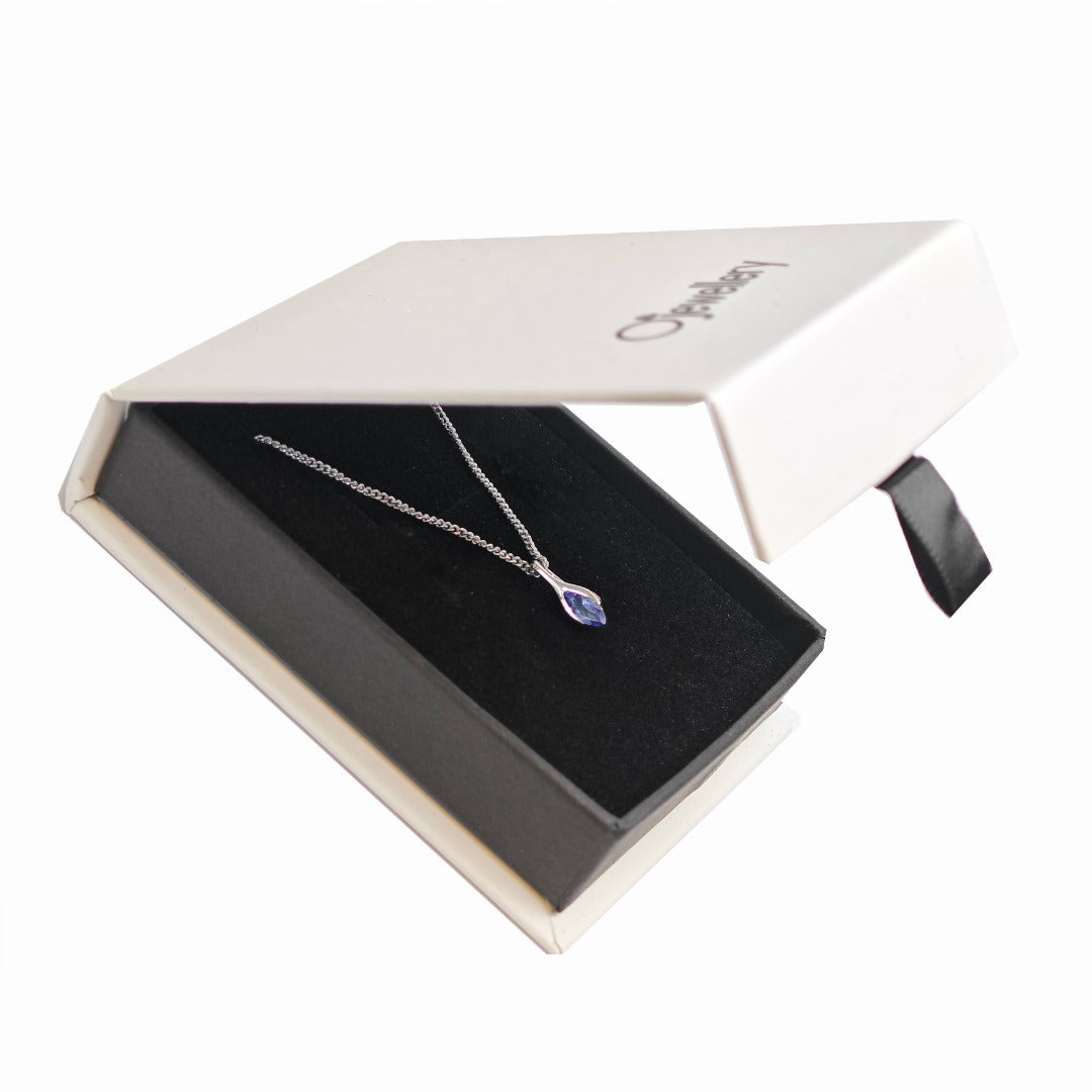 Elegant Minimalist Solitaire Marquise Cut Tanzanite Pendant