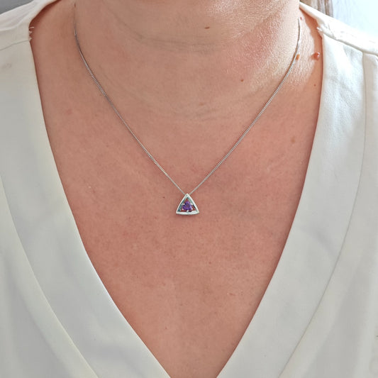 Amethyst Pendant Sterling Silver Trillion