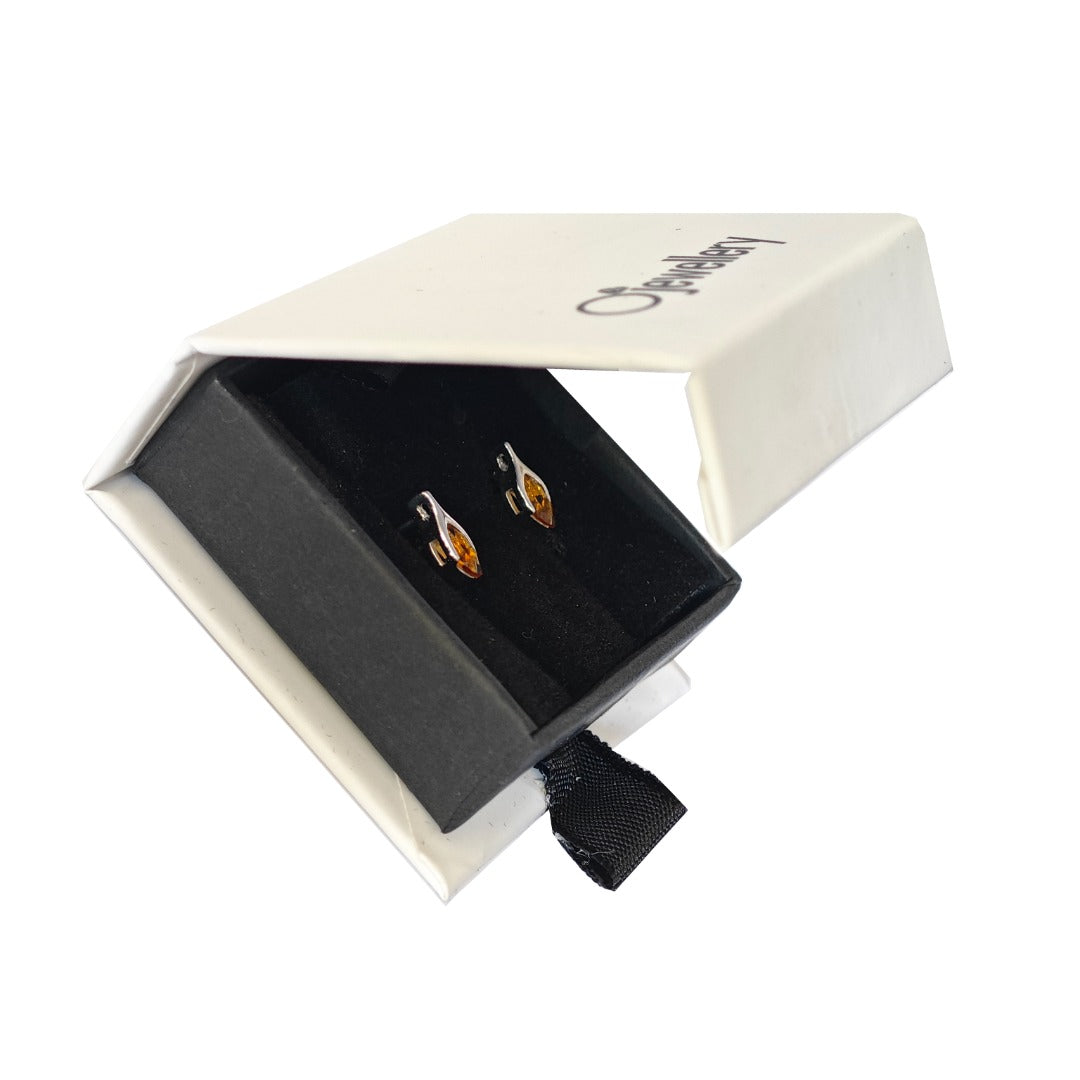 Citrine Earrings Sterling Silver Studs Minimalist Marquise