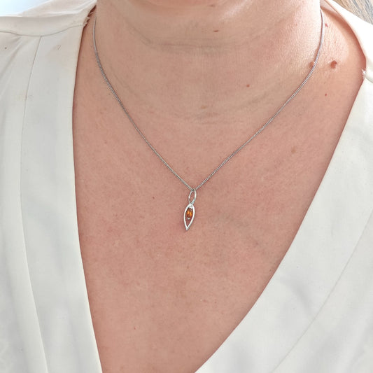 Citrine Pendant Sterling Silver Yellow Marquise Infinity Loop