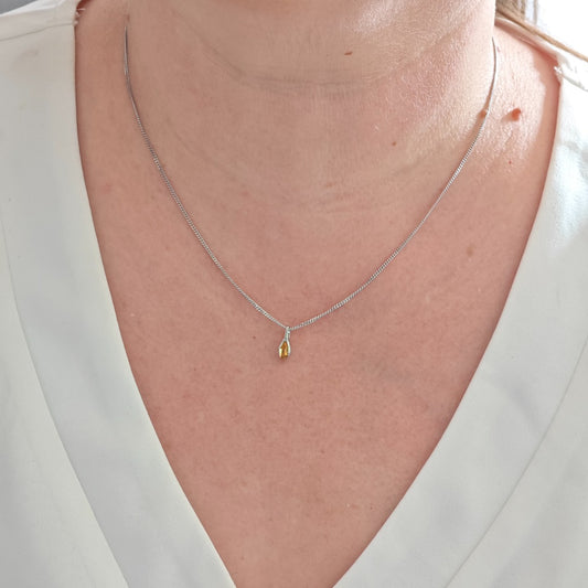 Citrine Pendant Sterling Silver Minimalist Marquise
