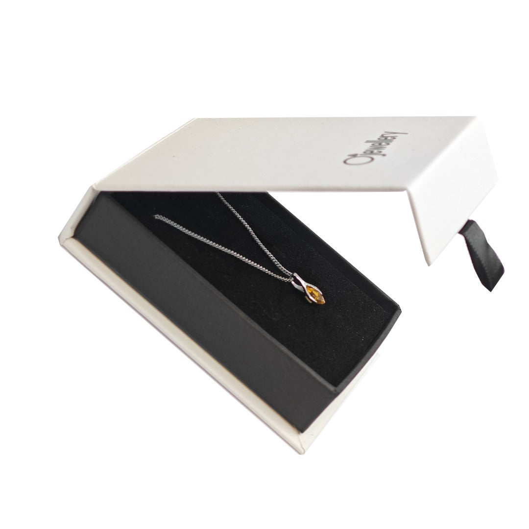 Citrine Pendant Sterling Silver Minimalist Marquise