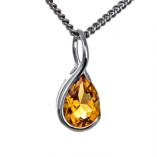 Citrine Pendant Sterling Silver Infinity Loop