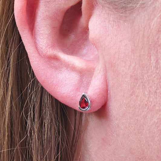 Garnet Necklace Stud Set Sterling Silver Infinity Loop