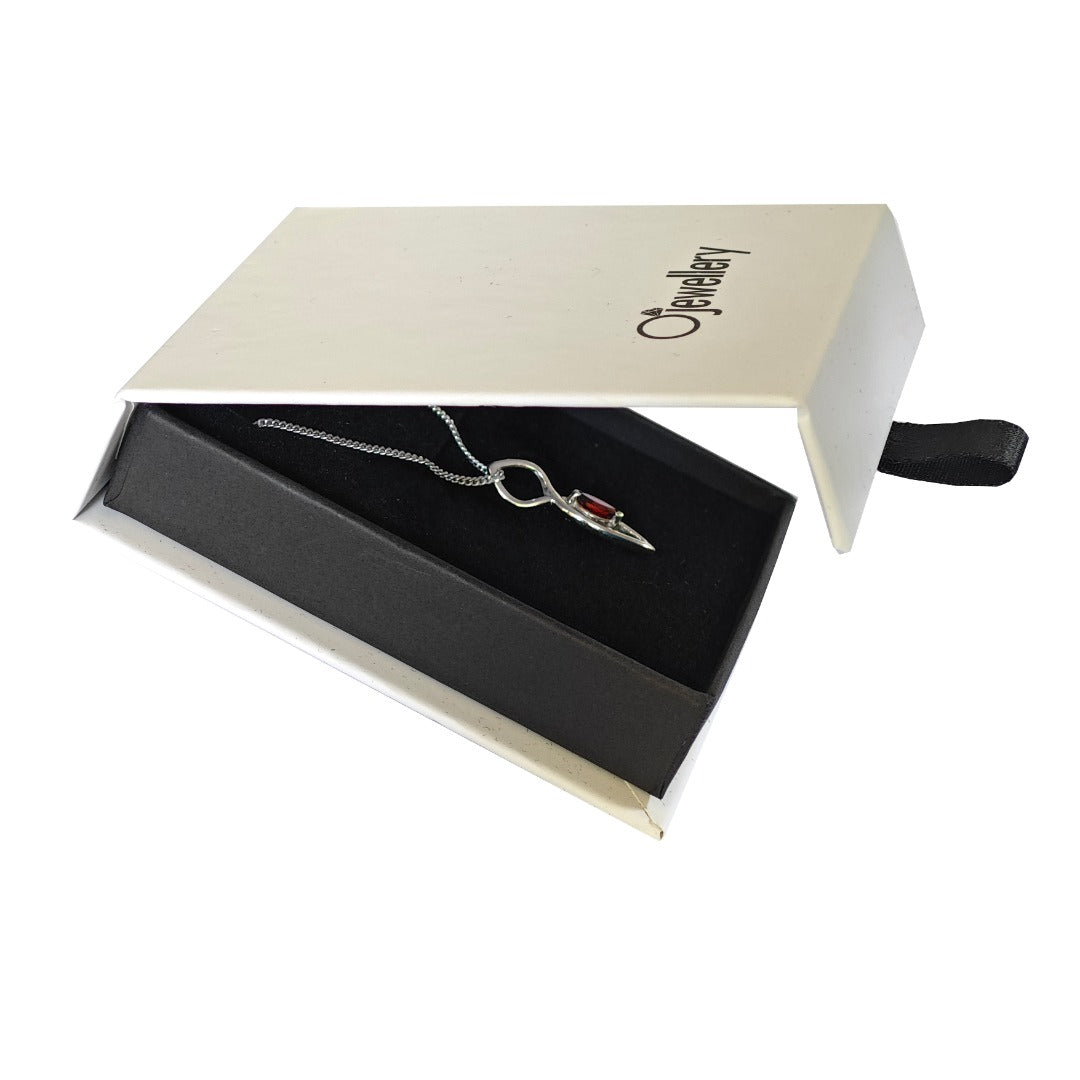 Garnet Pendant Sterling Silver Marquise Dangle