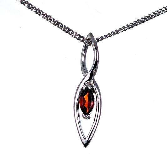 Garnet Pendant Sterling Silver Marquise Dangle