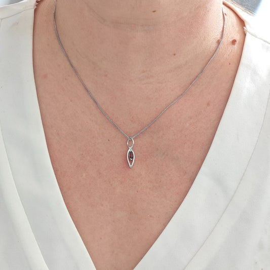 Garnet Pendant Sterling Silver Marquise Dangle