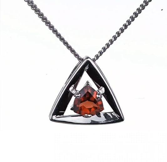 Garnet Pendant Sterling Silver Trillion