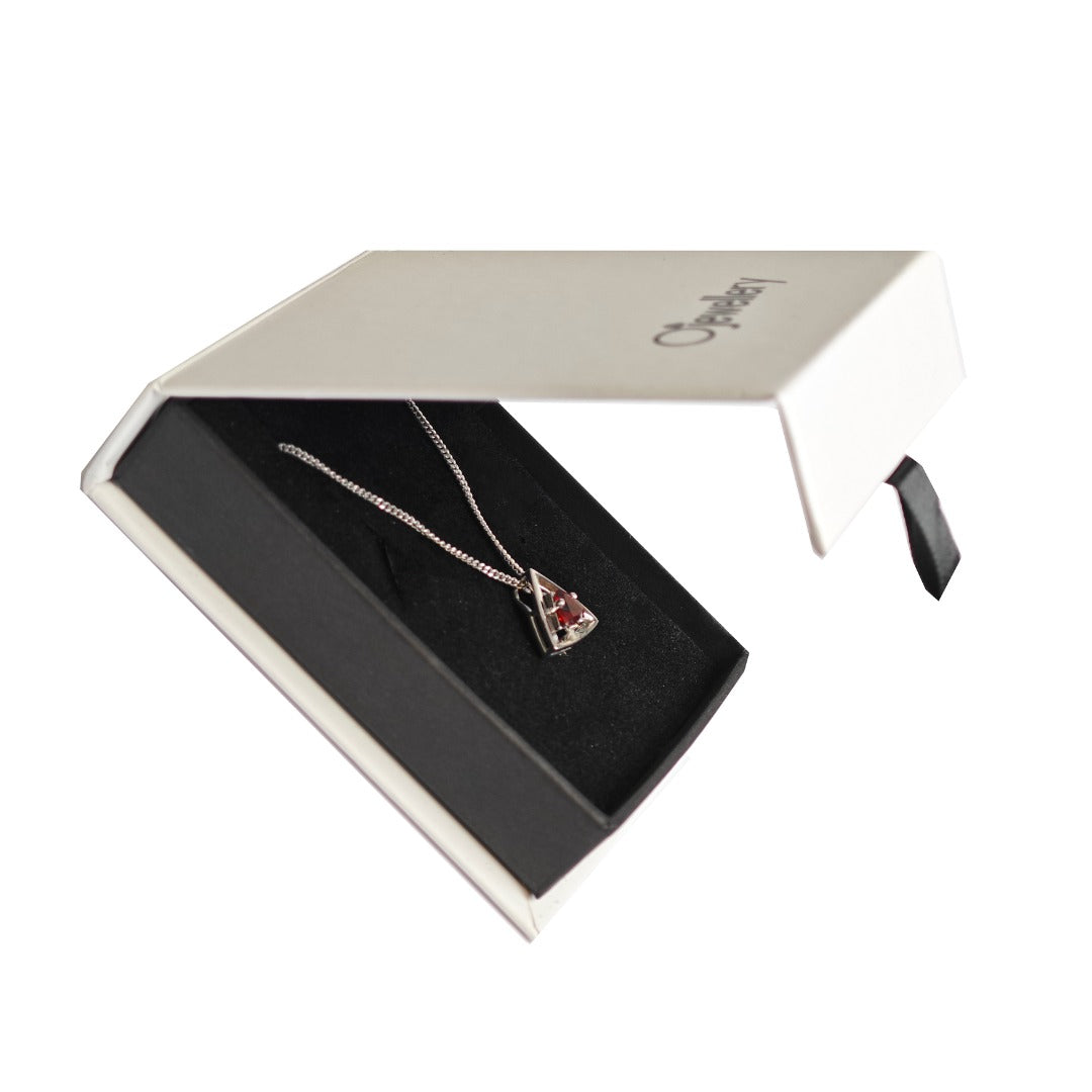 Garnet Pendant Sterling Silver Trillion