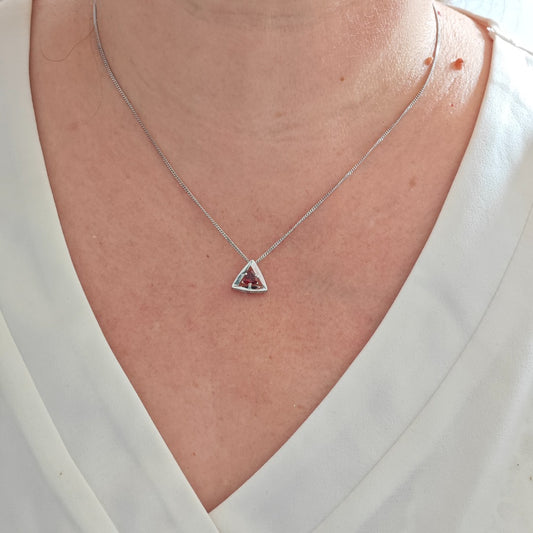 Garnet Pendant Sterling Silver Trillion