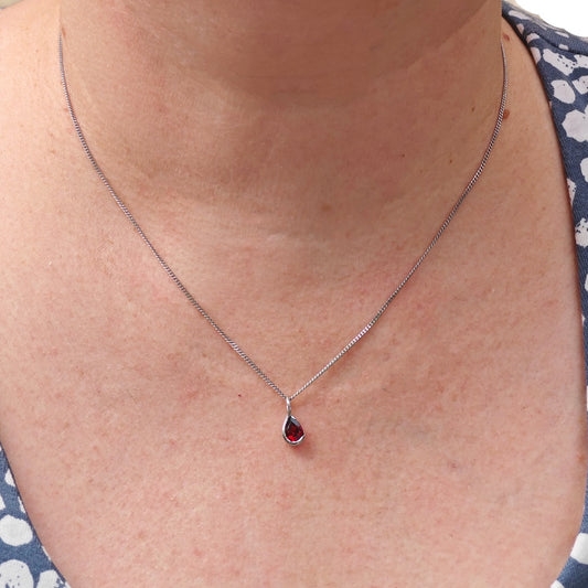 Garnet Pendant Sterling Silver Infinity Loop