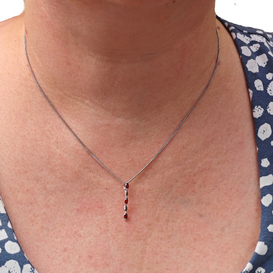 Garnet Necklace Sterling Silver Infinity Marquise