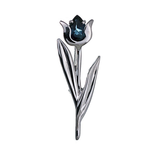 London Blue Topaz Brooch Sterling Silver Tulip