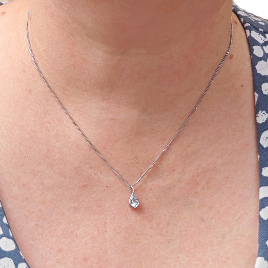 Aquamarine Pendant Sterling Silver Infinity Loop