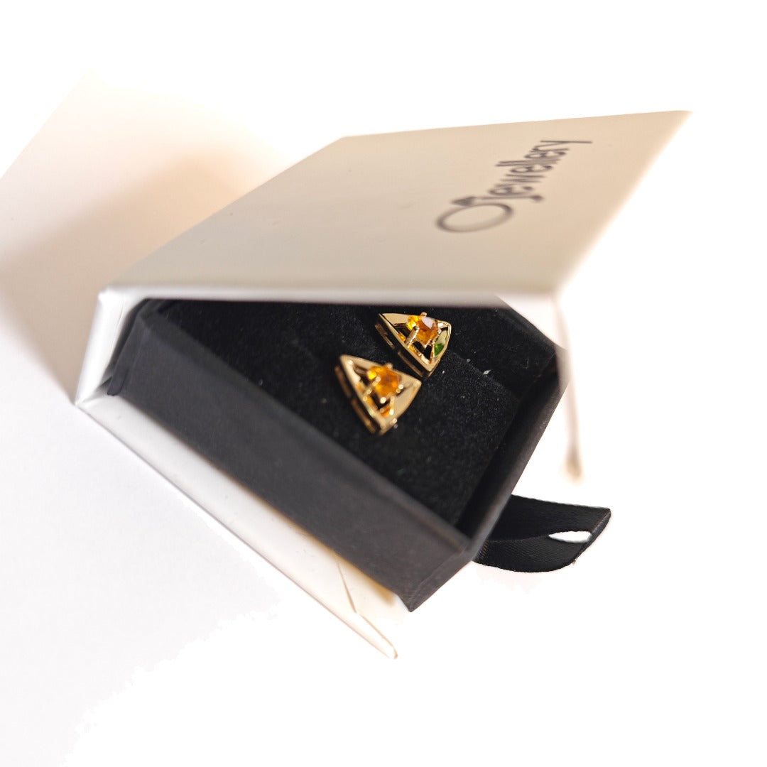 Citrine Earrings 9ct Yellow Gold Studs Studs Trillion