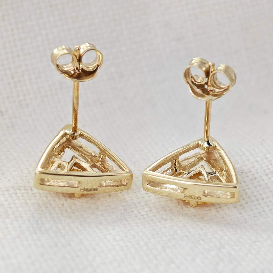 Citrine Earrings 9ct Yellow Gold Studs Studs Trillion