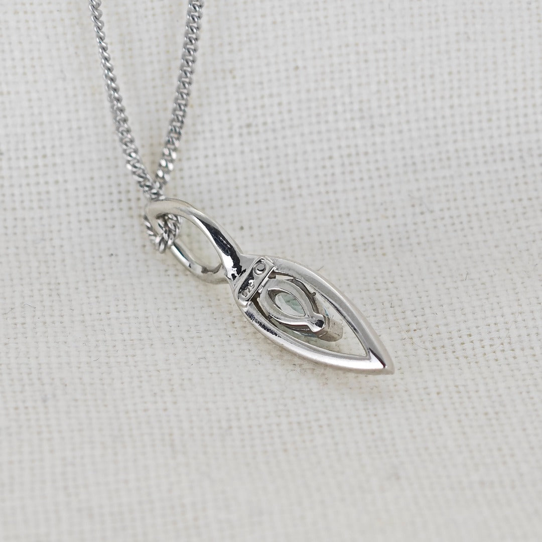 Blue Topaz Pendant Sterling Silver Marquise Infinity Loop