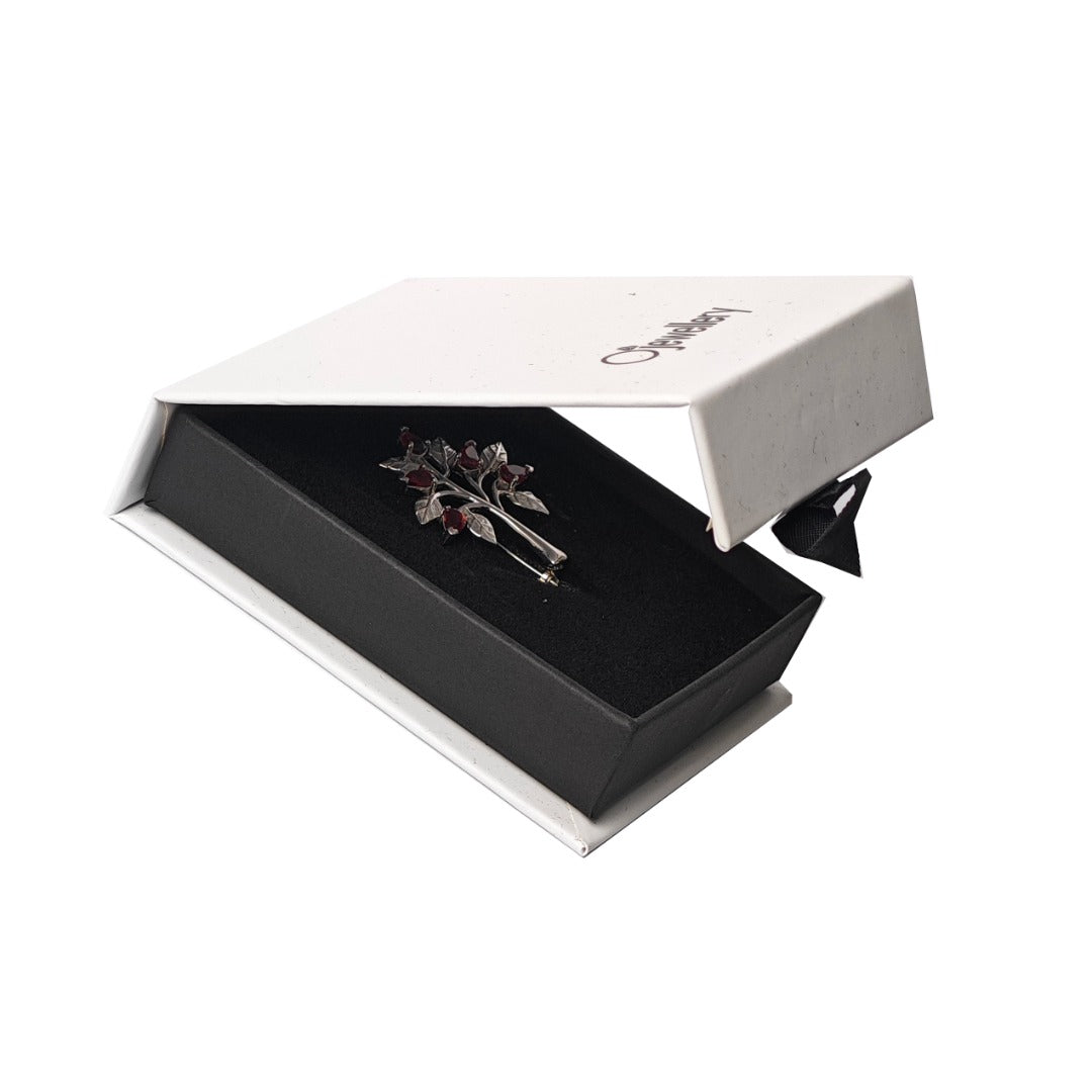 Garnet Brooch Tree of Life Sterling Silver Red Boxed Gift