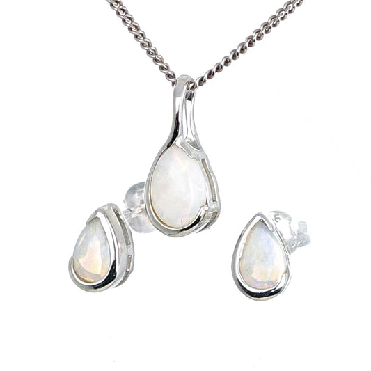 Opal Neckace and Earring Set Eternity Loop