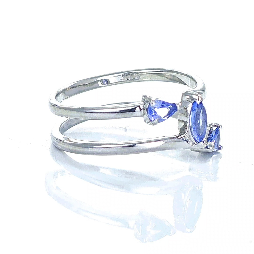 Tanzanite Marquise Trilogy Ring in Sterling Silver