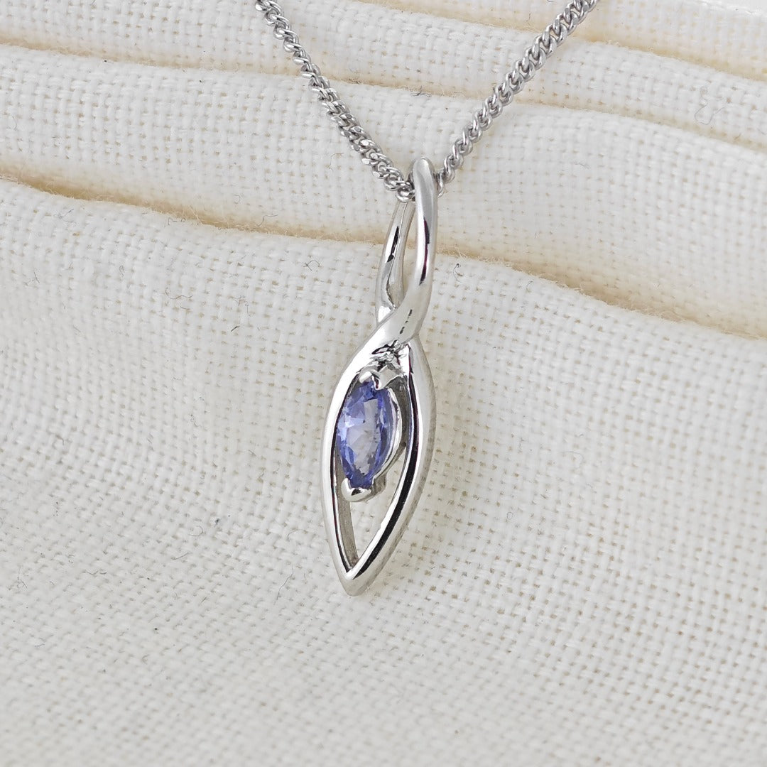 Tanzanite Pendant Sterling Silver Marquise Dangle
