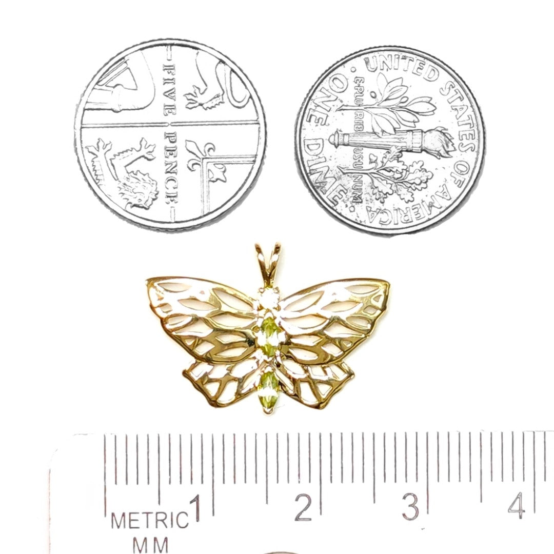 9ct Gold Peridot Butterfly Necklace UK Design Handmade Hallmarked