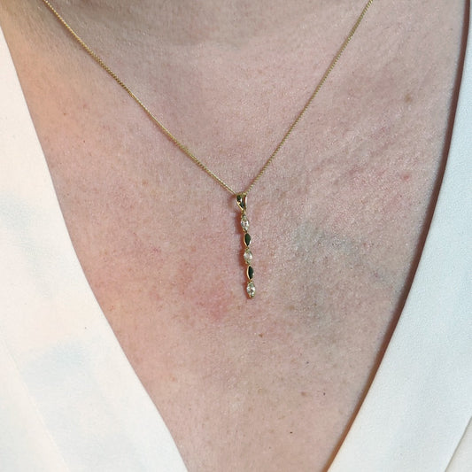 9ct Yellow Gold White Topaz Necklace Infinity Marquise