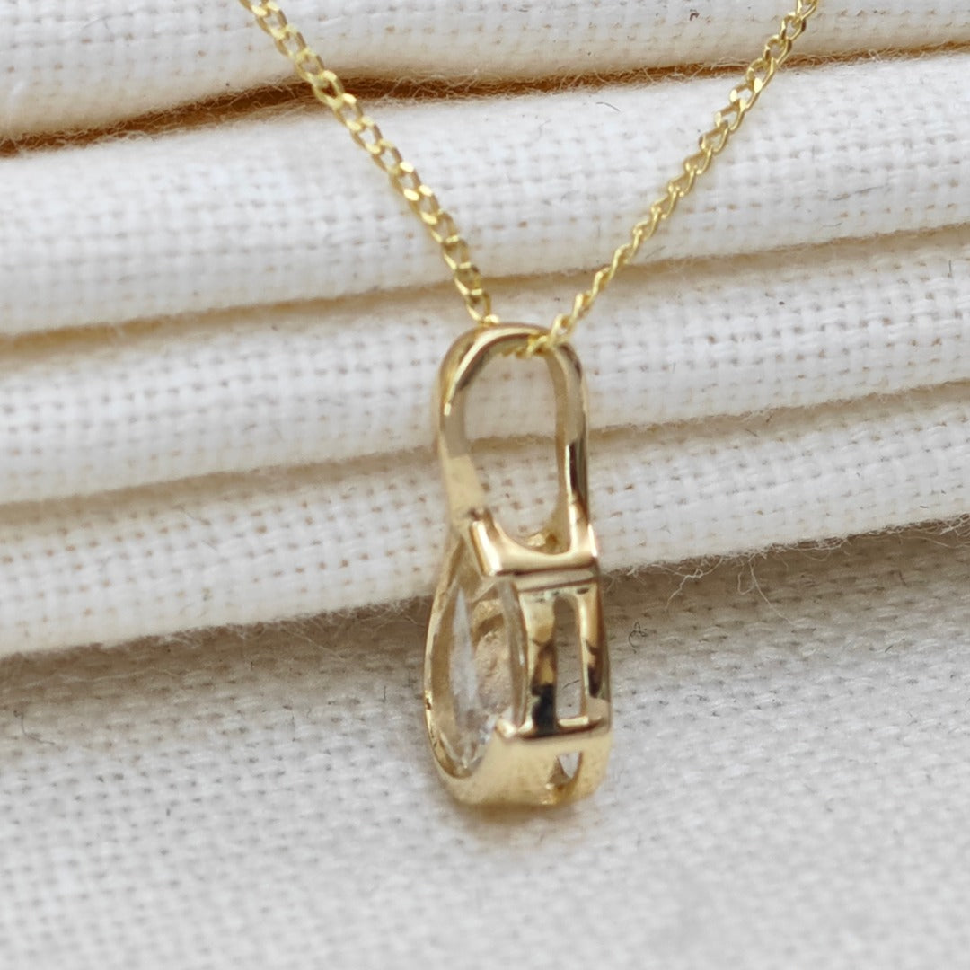 9ct Yellow Gold Topaz Necklace Infinity Loop Natural Gemstone Handmade