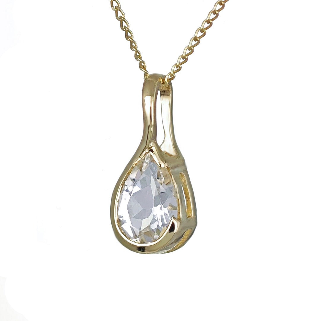 9ct Yellow Gold Topaz Necklace Infinity Loop Natural Gemstone Handmade