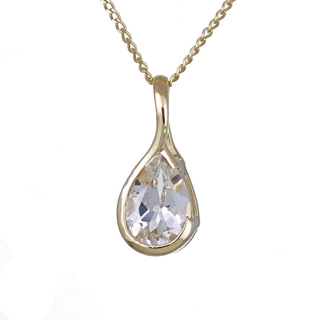 9ct Yellow Gold Topaz Necklace Infinity Loop Natural Gemstone Handmade