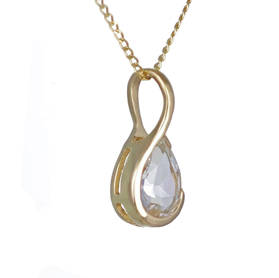 9ct Yellow Gold Topaz Necklace Infinity Loop Natural Gemstone Handmade