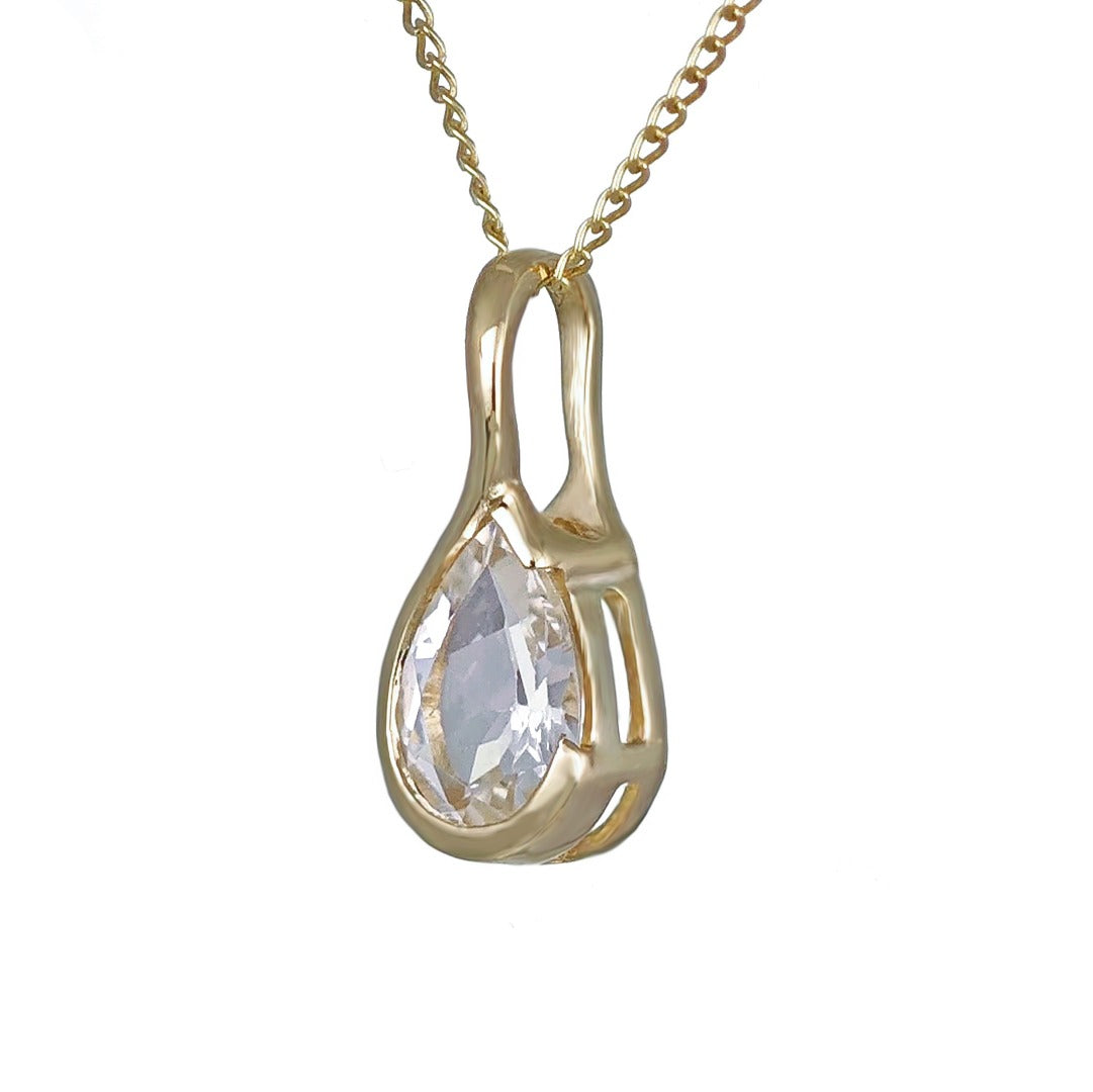 9ct Yellow Gold Topaz Necklace Infinity Loop Natural Gemstone Handmade