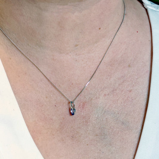 9ct White Gold Tanzanite Pendant SMALL Minimalist Marquise Blue Natural Gemstone