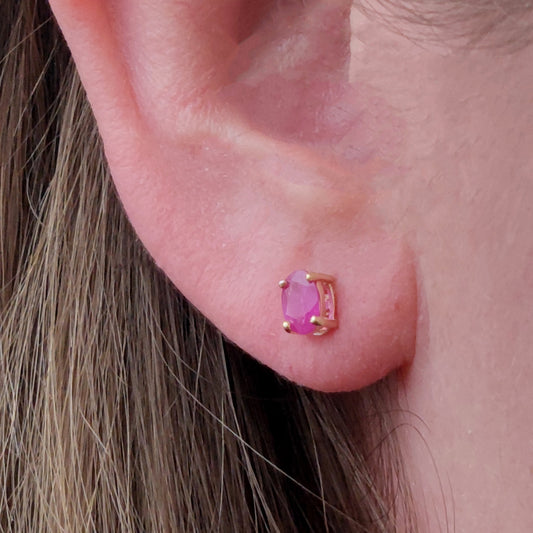 9ct Gold Ruby Earrings 6x4 Ovals 1.2ct