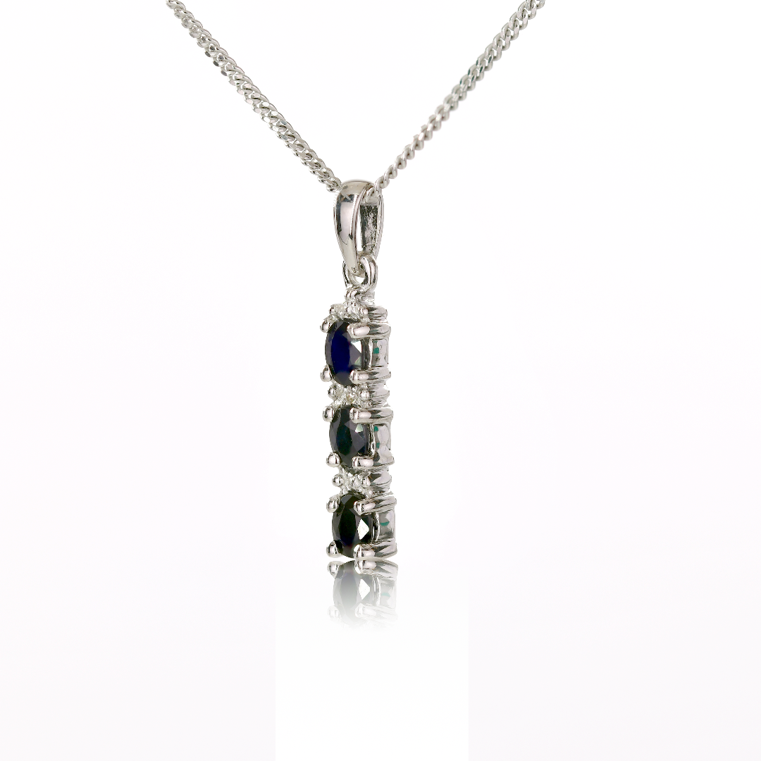 Sapphire Necklace in Sterling Silver – Handcrafted Natural Gemstone