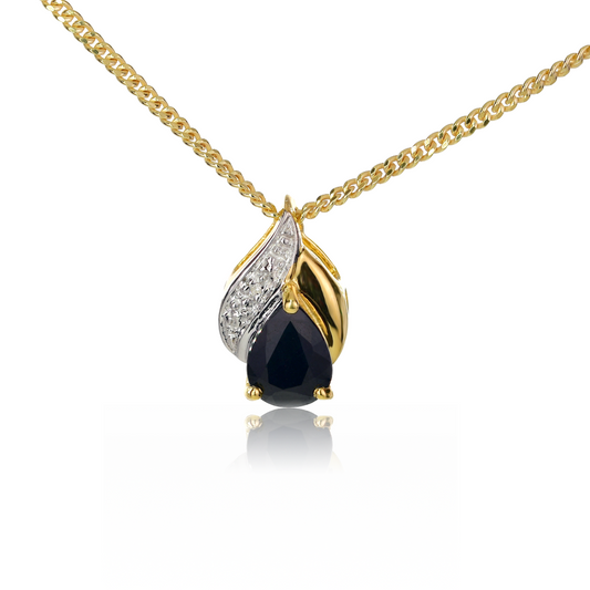 Diamond Necklace Earrings Silver Set Gold Plate Blue Sapphire 1.75ct Ojewellery