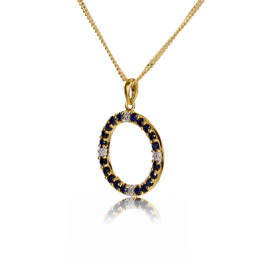 Silver Diamond Necklace Gold Plate Sapphire Blue 1ct 18'' Chain Ojewellery PDSICLYG