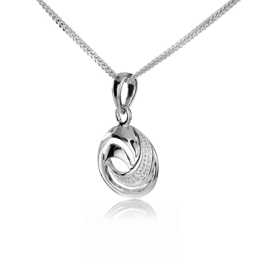 Diamond Necklace Earring Set Swirl Silver 18'' Chain April Birthstone