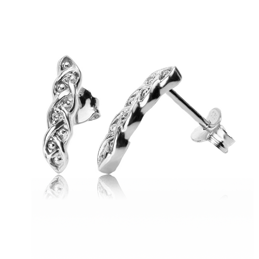 Silver Diamond Earrings Hoop Quarter Eternal Loops Womens