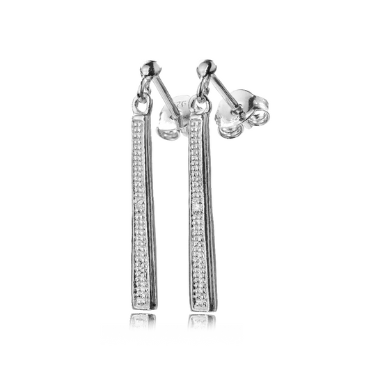 Silver Diamond Earrings Stud Drop Womens Ojewellery