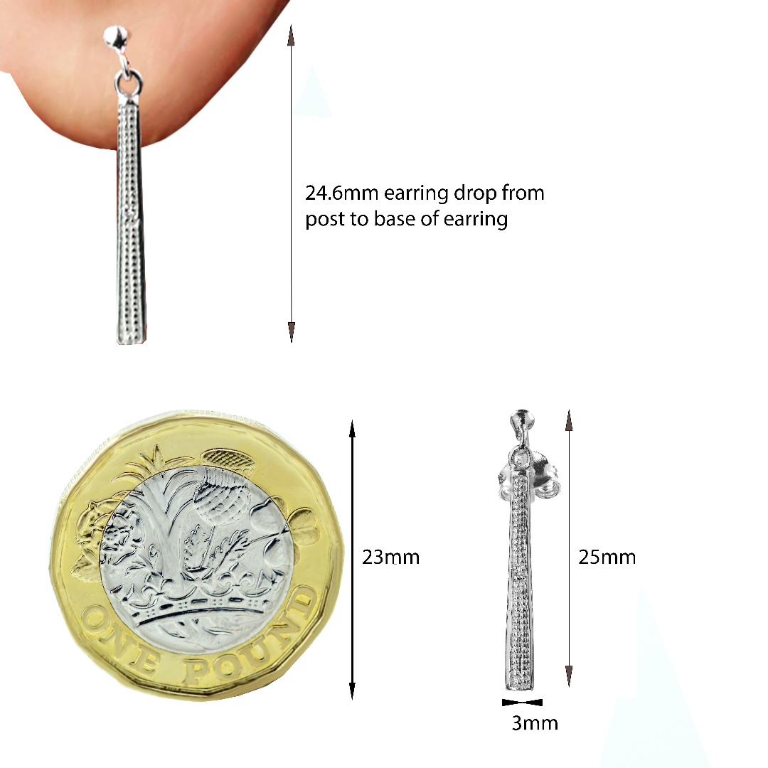 Silver Diamond Earrings Stud Drop Womens Ojewellery