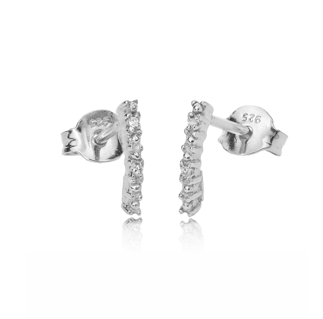 silver diamond earrings half hoop womens designed in the UK
