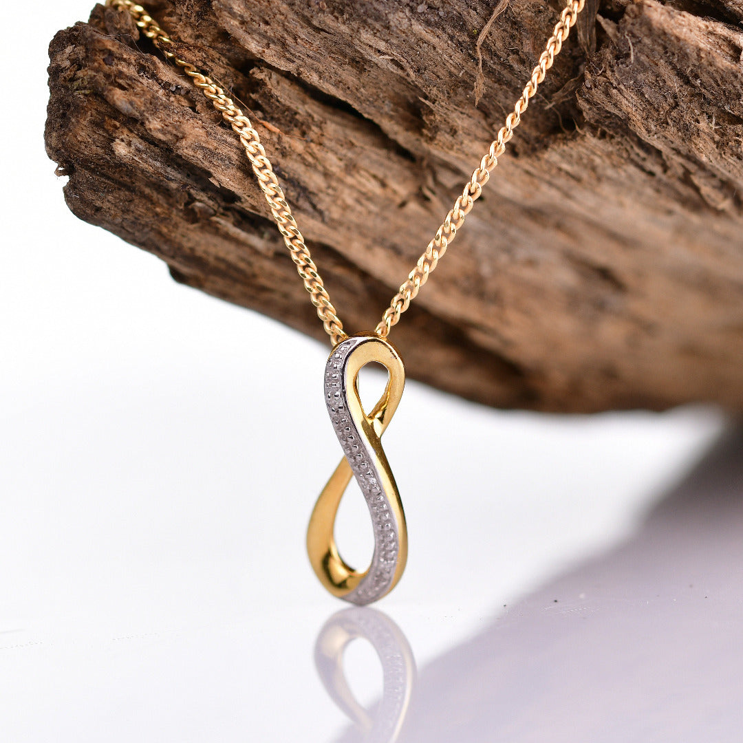 silver diamond necklace gold plate eternal loop designed in the UK