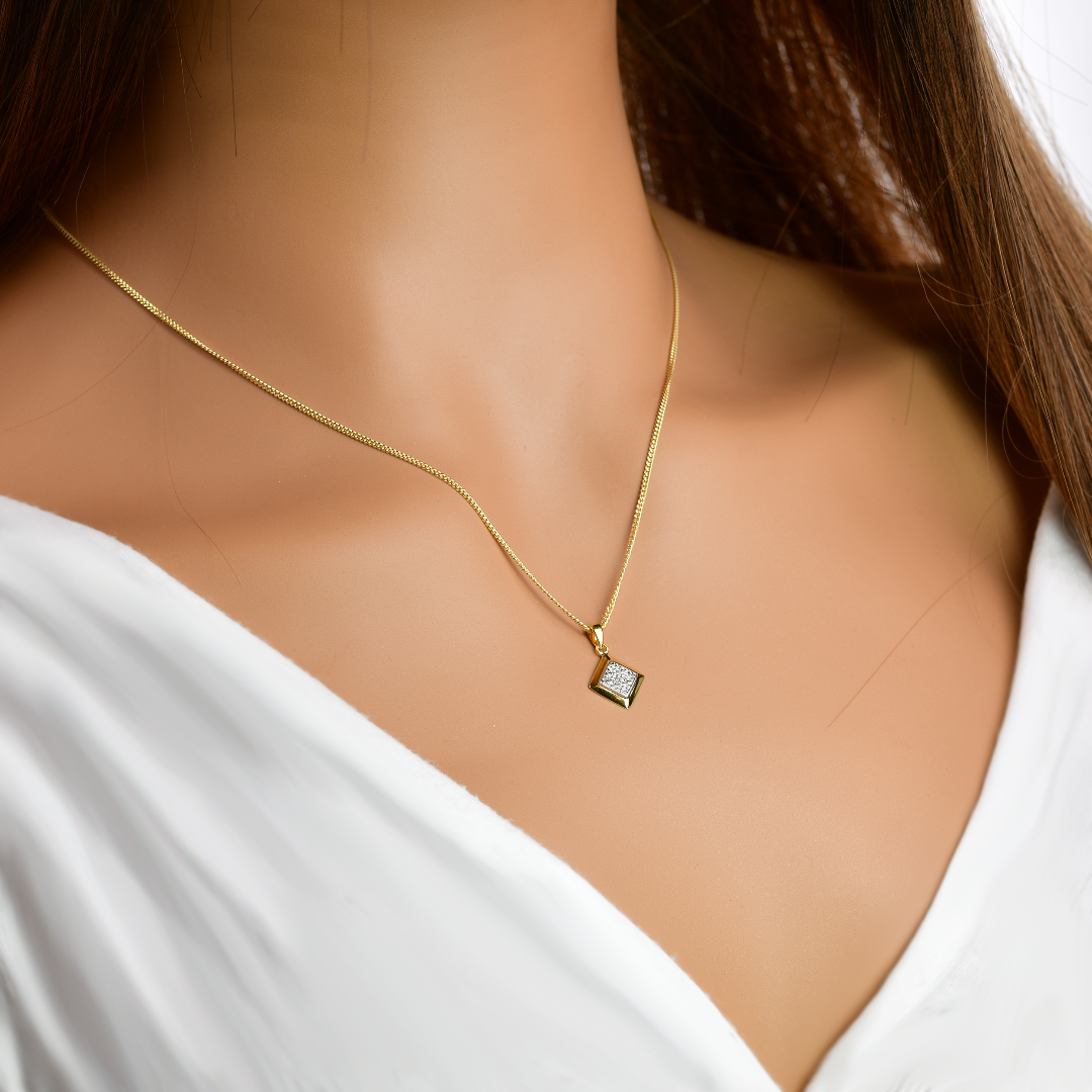 Diamond Necklace Gold Plated Sterling Silver