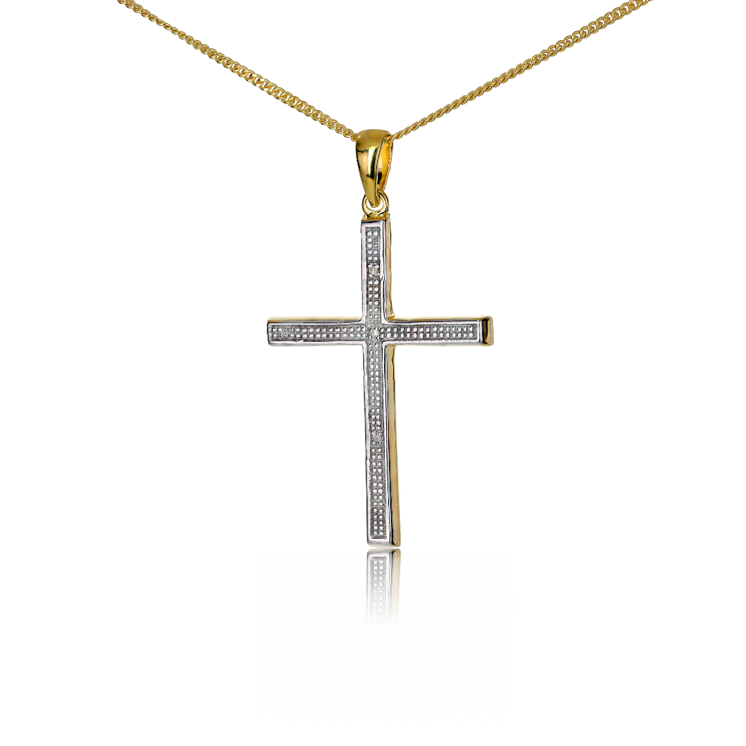 silver diamond necklace gold plate cross 42. 18'' chain ojewellery pdc2yg designed in the UK