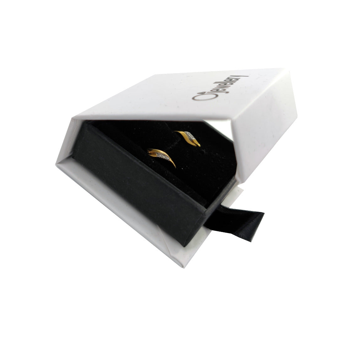 Silver Diamond Earrings Gold Plate Stud Wave Double Womens